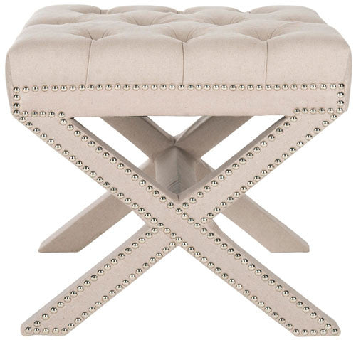 Safavieh Patrice Ottoman - Silver Nail Heads | Ottomans | Modishstore - 2