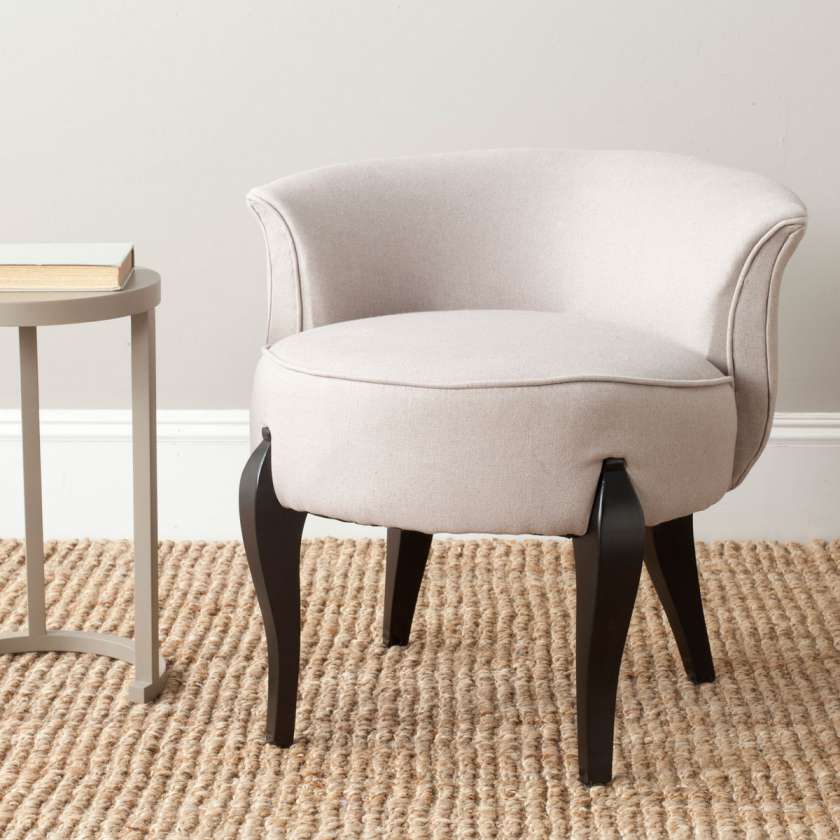 Safavieh Mora French Leg Linen Vanity Chair | Accent Chairs |  Modishstore  - 4