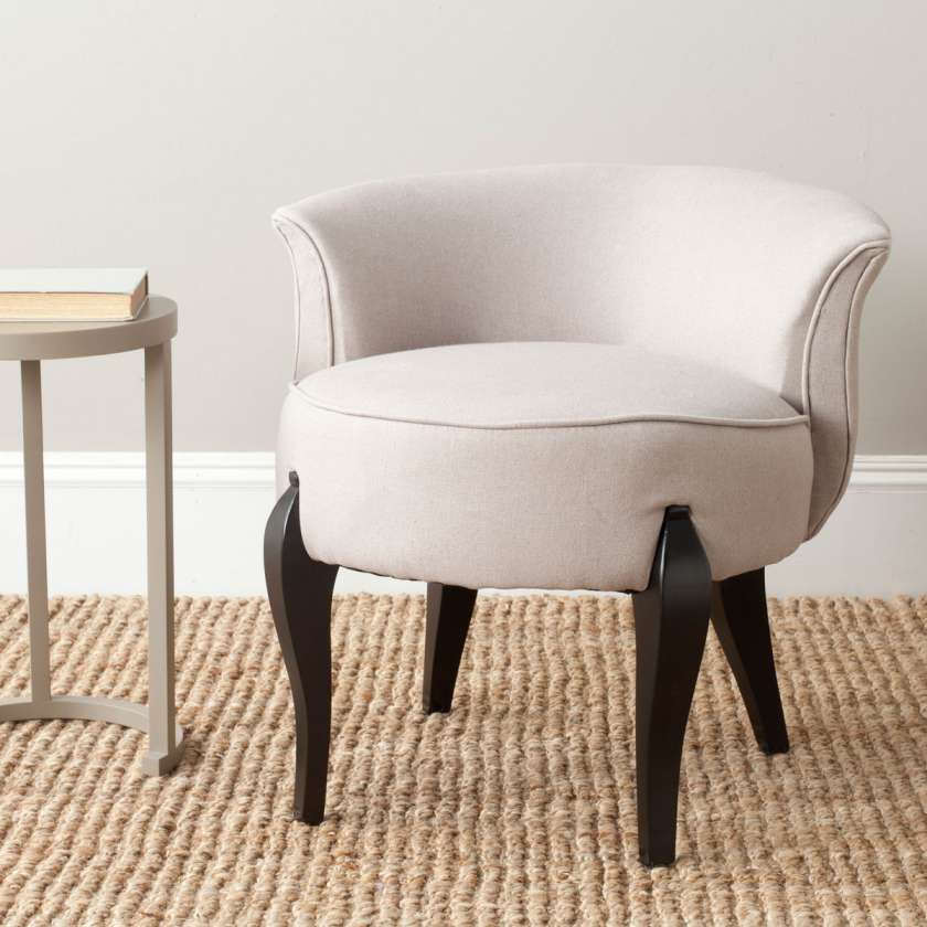 Safavieh Mora French Leg Linen Vanity Chair | Accent Chairs | Modishstore - 4