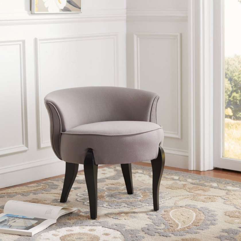 Safavieh Mora French Leg Linen Vanity Chair | Accent Chairs |  Modishstore  - 8