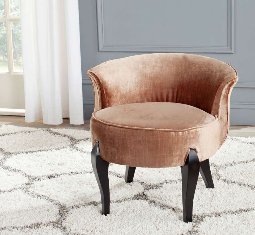 Safavieh Mora French Leg Linen Vanity Chair | Accent Chairs | Modishstore - 5