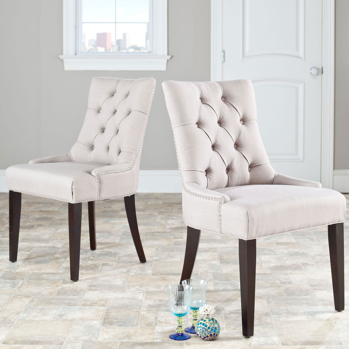Safavieh Abby Tufted Side Chairs Silver Nail Heads - Set Of 2 | Dining Chairs | Modishstore - 4