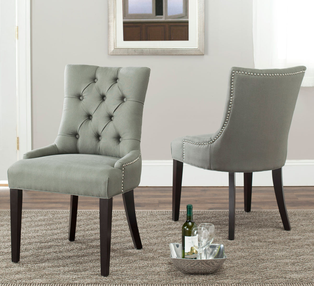 Safavieh Abby Tufted Side Chairs Silver Nail Heads - Set Of 2 | Dining Chairs | Modishstore - 22