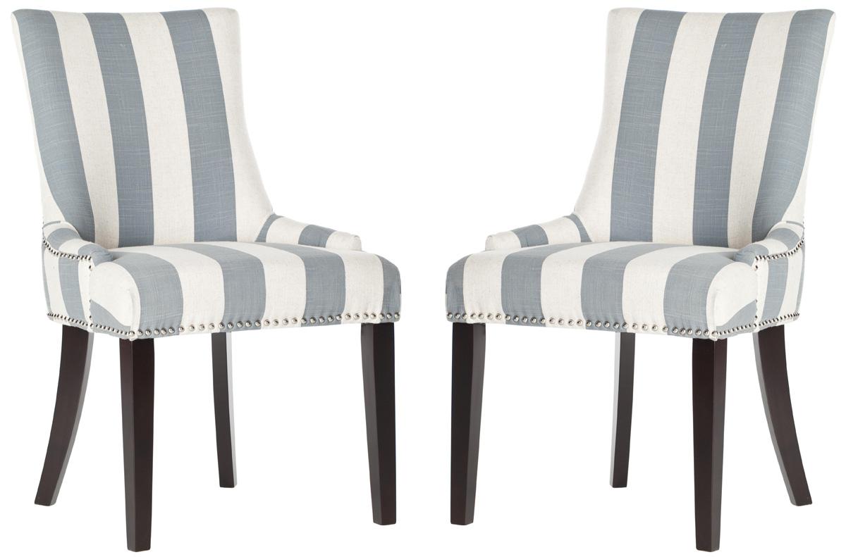 Safavieh Lester 19''H Awning Stripes Dining Chair - Silver Nail Heads | Dining Chairs | Modishstore