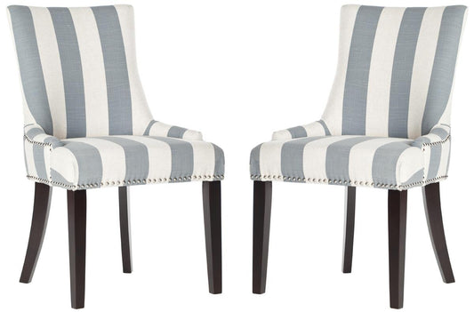 Safavieh Lester 19''H Awning Stripes Dining Chair - Silver Nail Heads | Dining Chairs | Modishstore