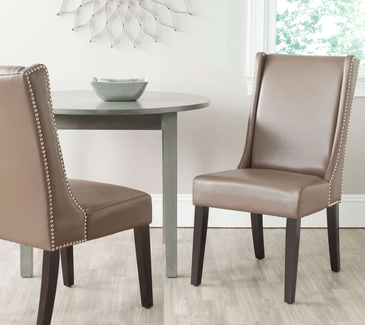 Safavieh Sher 19''H Side Chair (Set Of 2) - Silver Nail Heads - Clay | Dining Chairs | Modishstore