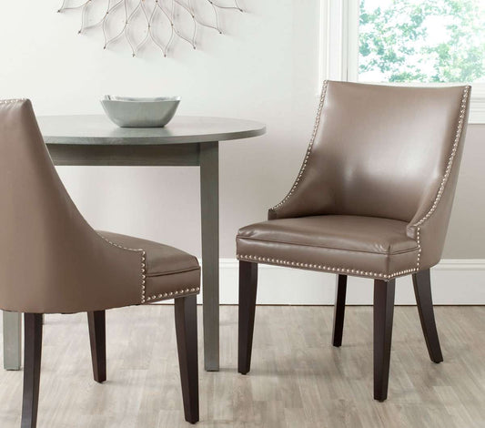 Safavieh Afton 20''H Side Chair (Set Of 2) - Silver Nail Heads - Clay | Dining Chairs | Modishstore