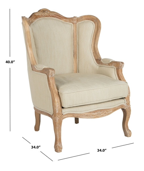Safavieh Fallon Wing Chair - Beige | Accent Chairs | Modishstore - 3