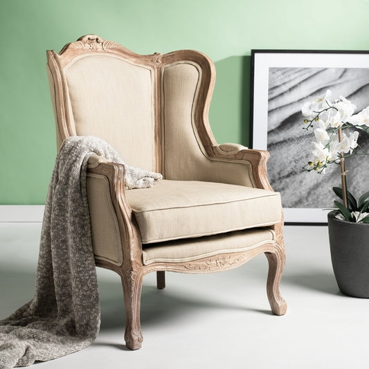 Safavieh Fallon Wing Chair - Beige | Accent Chairs | Modishstore