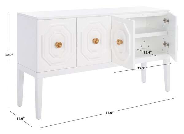 Safavieh Riya 3 Door 2 Shelf Sideboard - White | Sideboards | Modishstore - 3