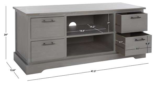 Safavieh Filbert 4 Drawer Media Stand - White Washed Gray | TV Stands | Modishstore - 4