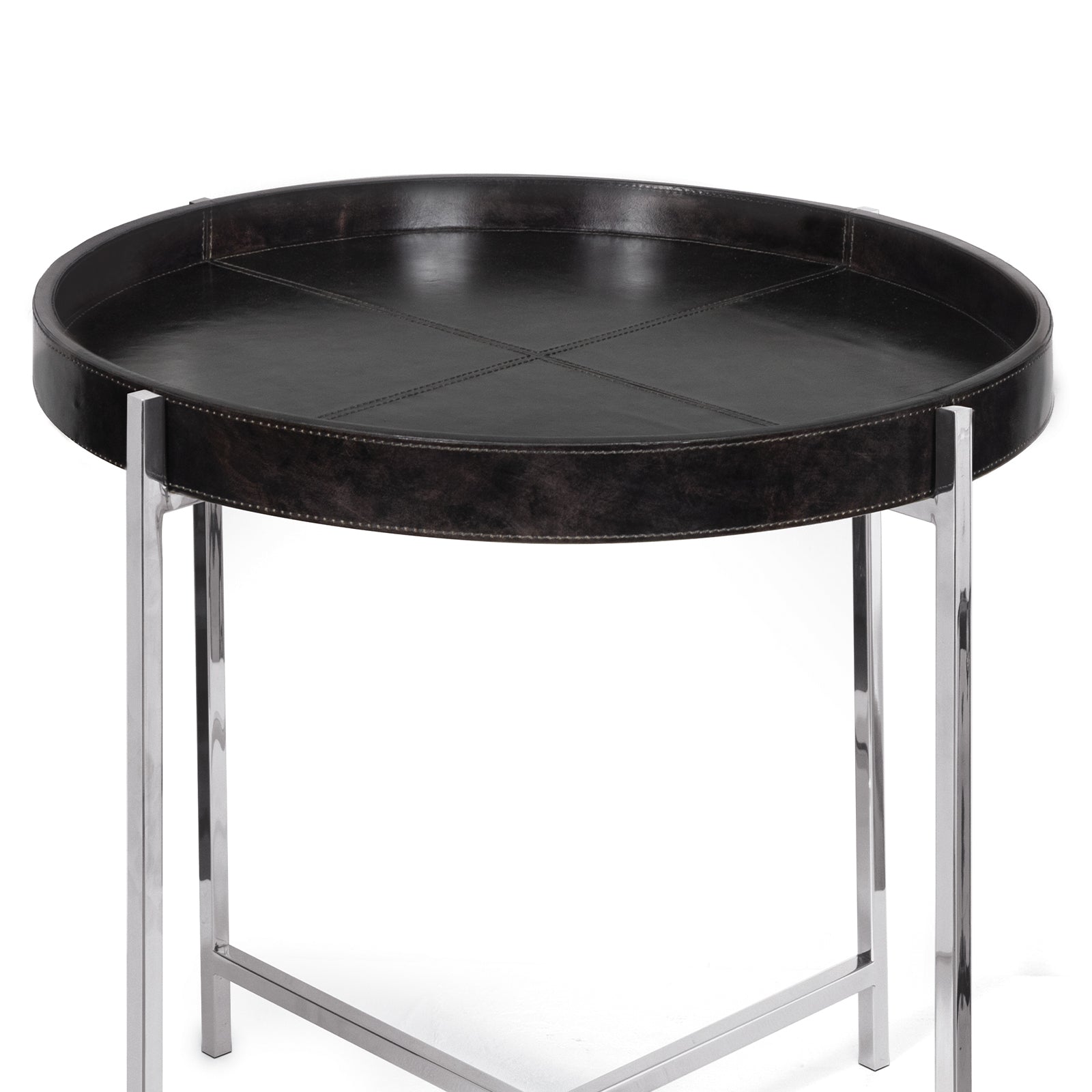 Derby Leather Tray Table Black By Regina Andrew | Side Tables | Modishstore - 2