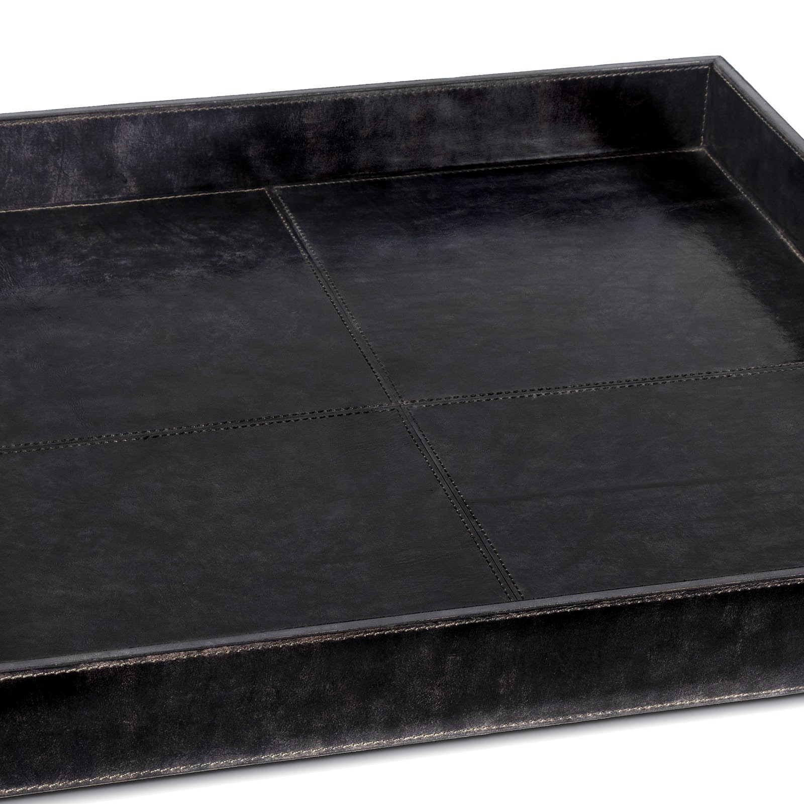 Derby Square Leather Tray Black By Regina Andrew | Trays | Modishstore - 4