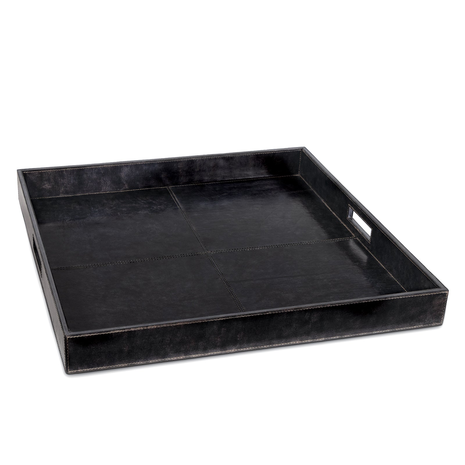 Derby Square Leather Tray Black By Regina Andrew | Trays | Modishstore