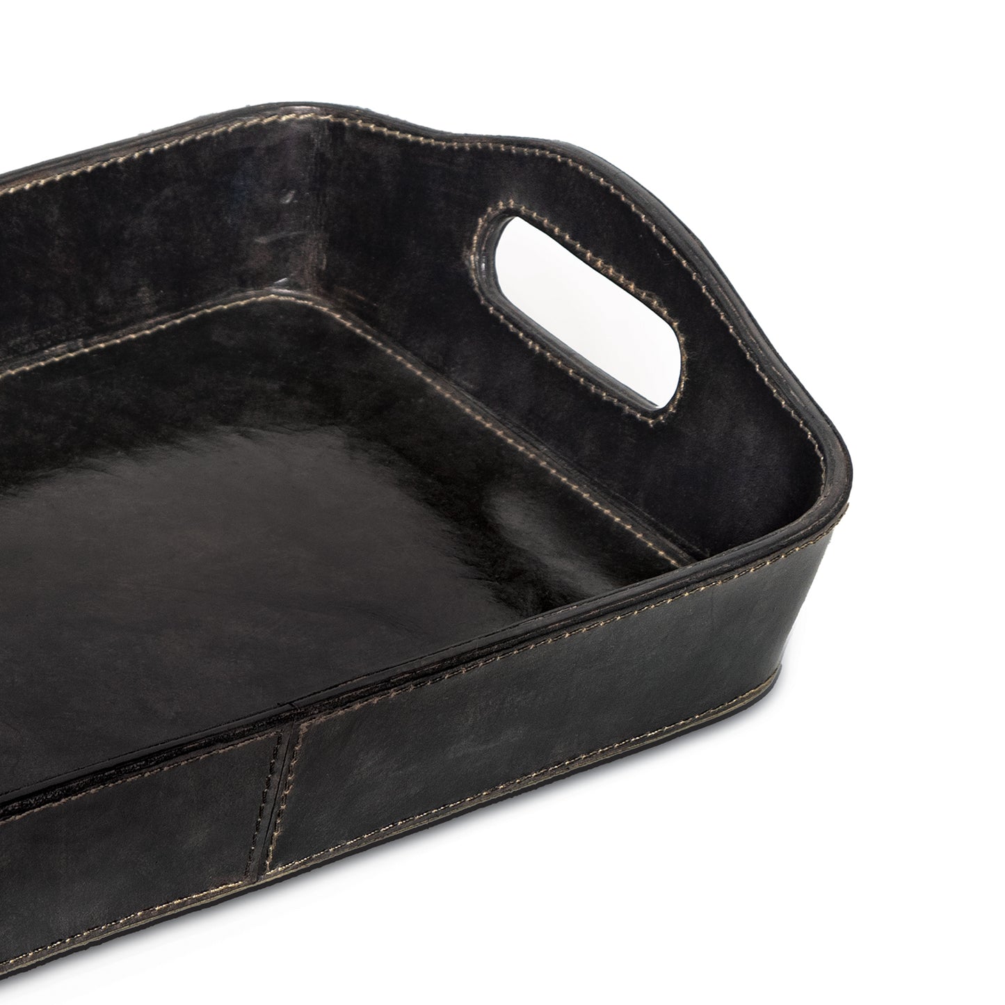 Derby Parlor Leather Tray Black By Regina Andrew | Trays | Modishstore - 3