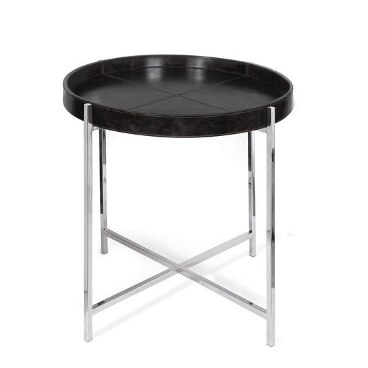 Derby Leather Tray Table Black By Regina Andrew | Side Tables | Modishstore