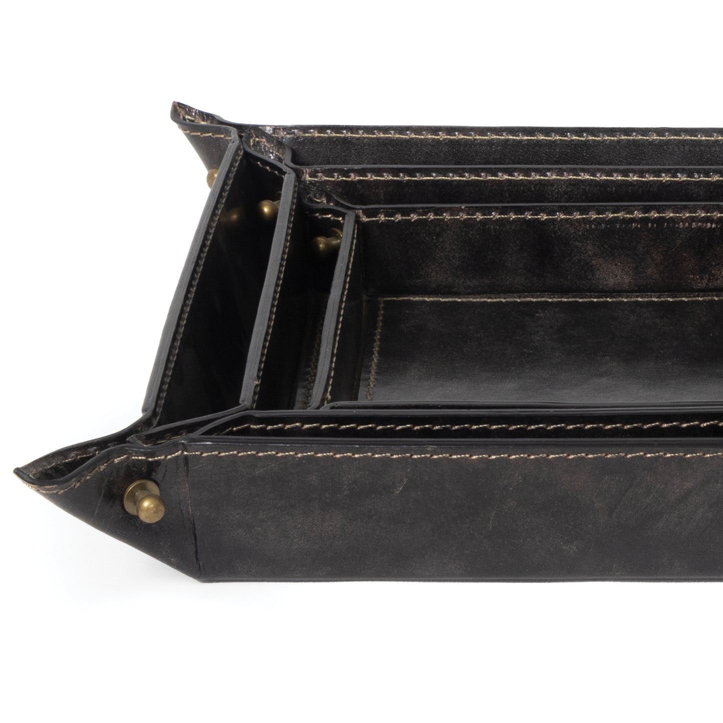 Derby Leather Tray Set Black By Regina Andrew | Trays | Modishstore - 4