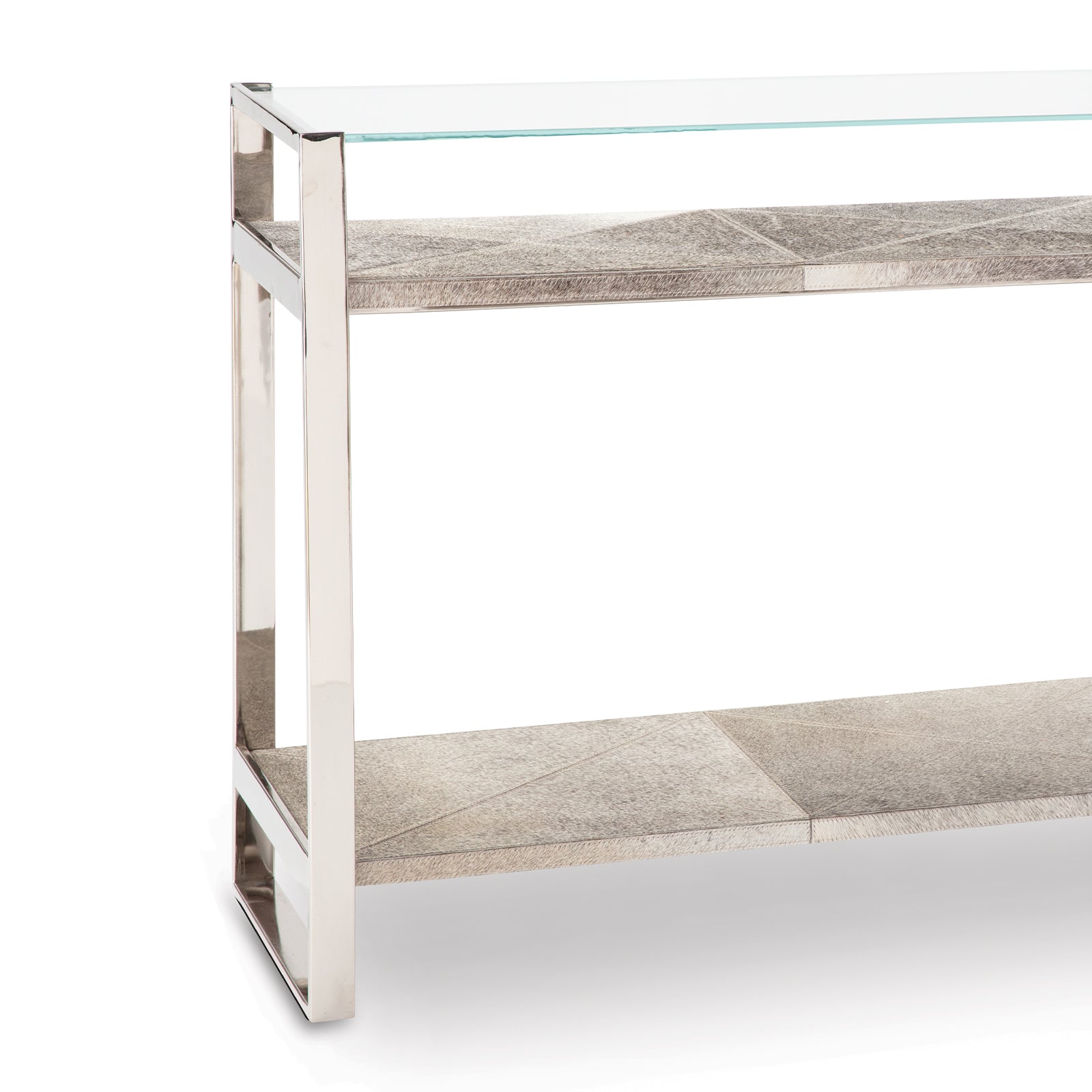 Andres Hair on Hide Console Large Polished Nickel By Regina Andrew | Console Tables | Modishstore - 3
