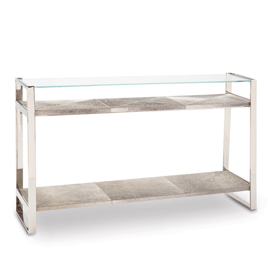 Andres Hair on Hide Console Large Polished Nickel By Regina Andrew | Console Tables | Modishstore
