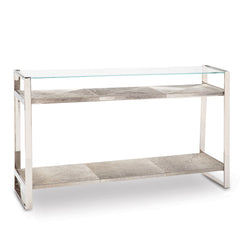 Andres Hair on Hide Console Large Polished Nickel By Regina Andrew