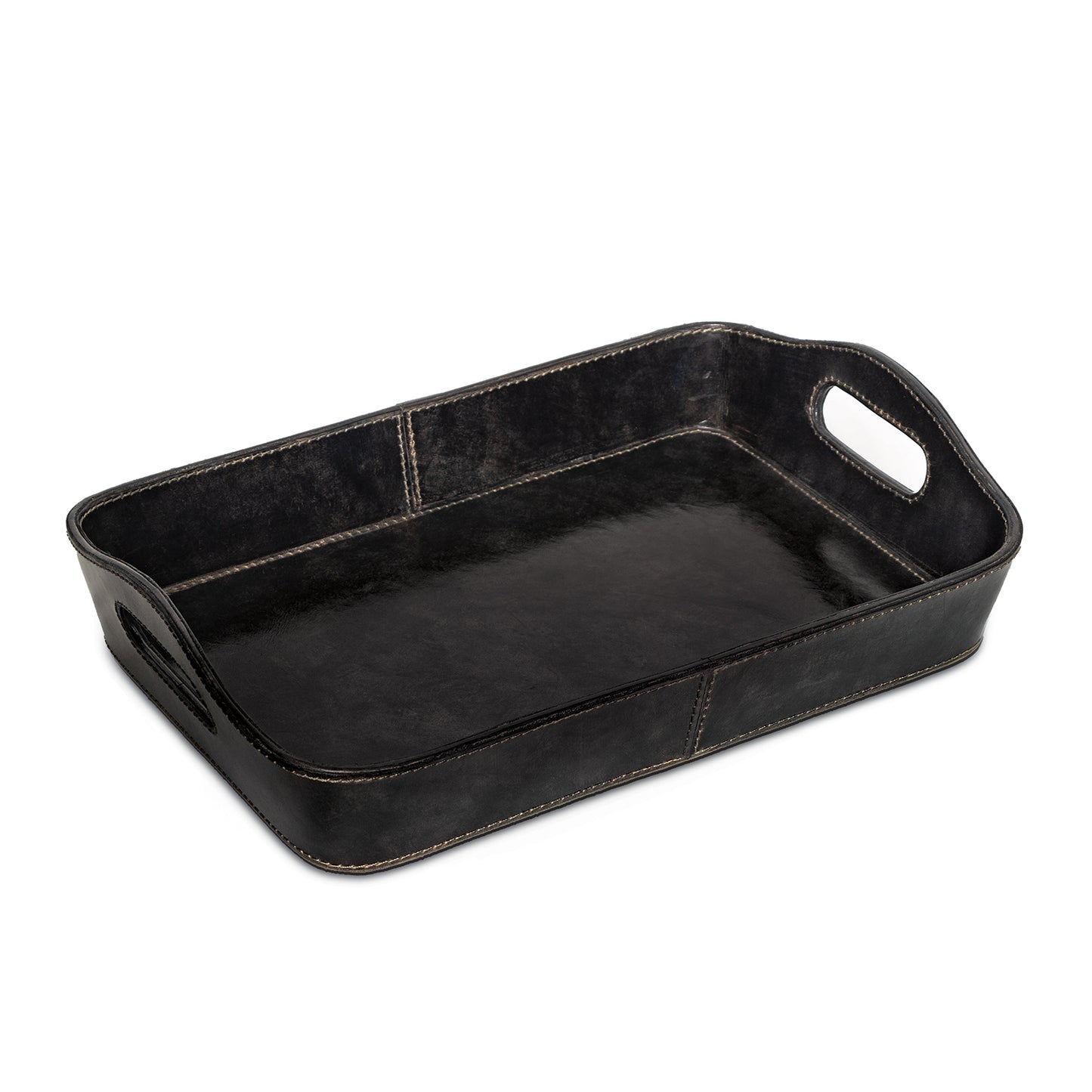 Derby Parlor Leather Tray Black By Regina Andrew | Trays | Modishstore