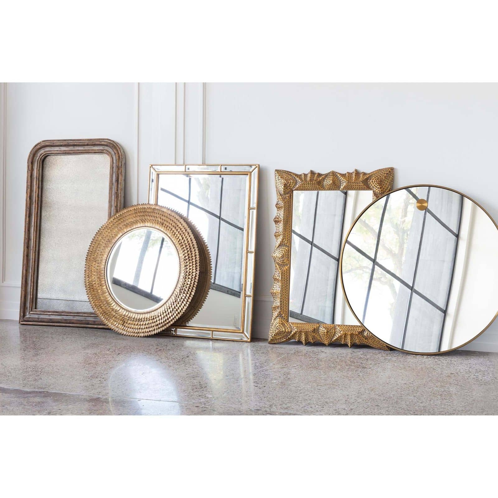Hanging Circular Mirror Natural Brass By Regina Andrew | Mirrors | Modishstore
