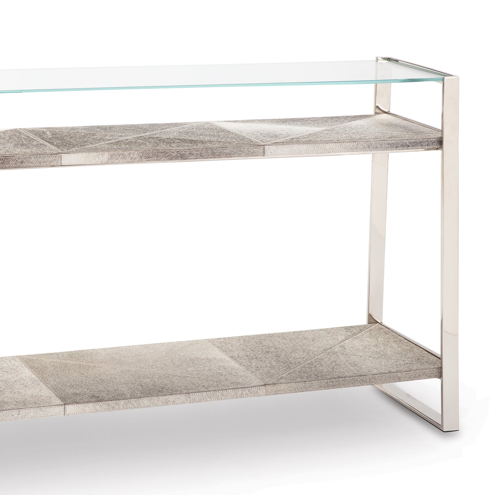 Andres Hair on Hide Console Large Polished Nickel By Regina Andrew | Console Tables | Modishstore - 5