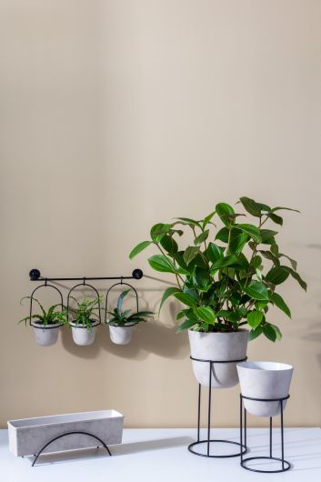 Meliora Ceramic Neutral Glaze Matte Pot with Stand- 2 Sizes By Accent Decor | Planters, Troughs & Cachepots | Modishstore - 1