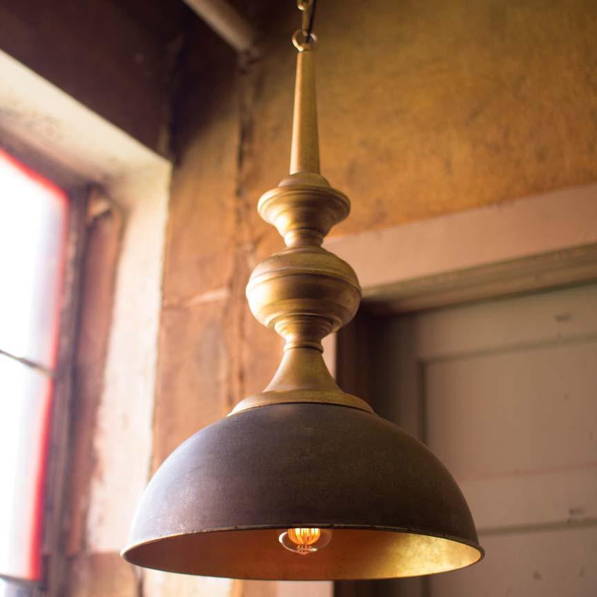 Kalalou Metal Pendant Light With Antique Gold Finish | Modishstore | Pendant Lamps
