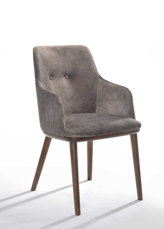 Vig Furniture Modrest Theresa Modern Grey & Walnut Dining Chair (Set of 2) | Modishstore | Dining Chairs