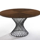 Modrest Theresa Modern Round Walnut & Black Table | Modishstore | Dining Tables