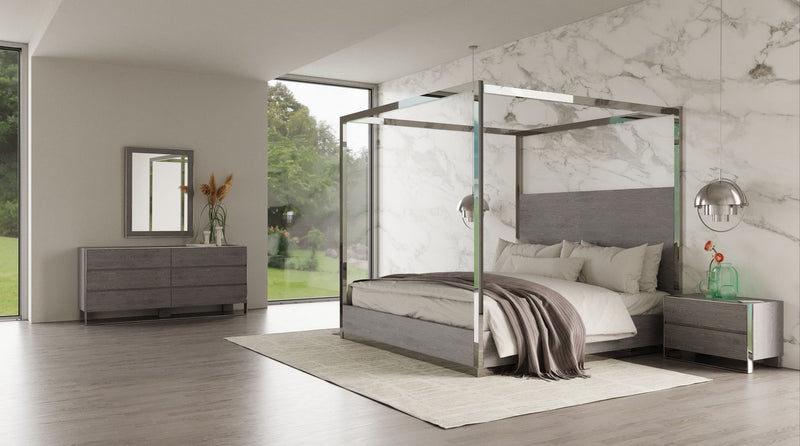 Modrest Arlene Modern Grey Elm & Stainless Steel Bedroom Set | Modishstore | Bedroom Sets