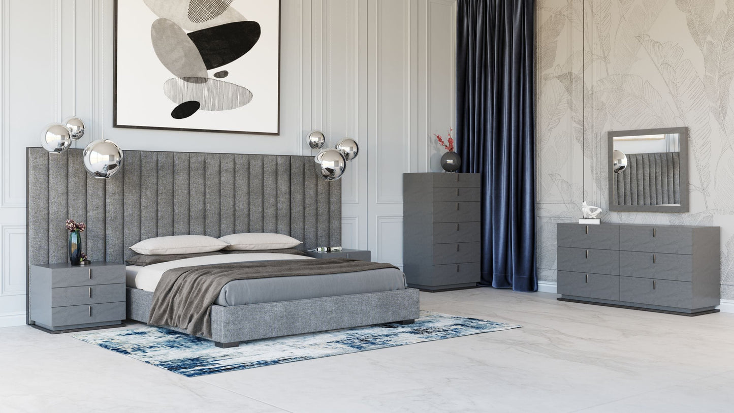 Modrest Buckley - Grey & Black Stainless Steel Bedroom Set-2