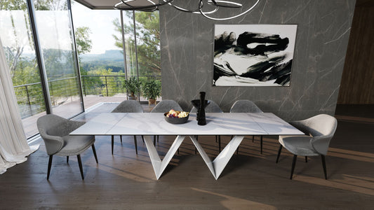 Modrest Fritz - Modern White Ceramic Dining Table | Modishstore | Dining Tables