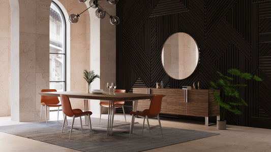 Modrest Gilroy - Modern Walnut & Stainless Steel Dining Table | Modishstore | Dining Tables