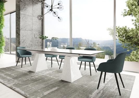 Modrest Latrobe - Modern Extendable Quartz Stone & Glass Dining Table | Modishstore | Dining Tables
