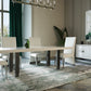 Modrest Lenny- Modern White High Gloss & Stainless Steel Gun Metal Dining Table | Modishstore | Dining Tables