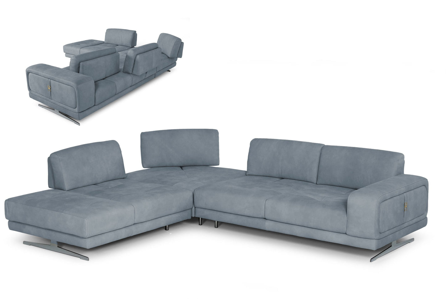 Coronelli Collezioni Mood - Contemporary Blue LAF Chaise Sectional Sofa-2