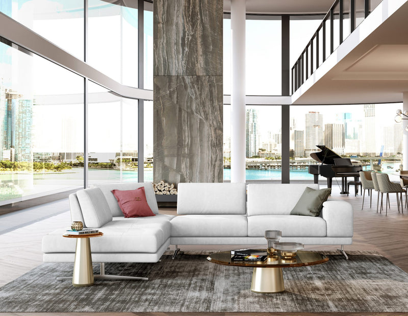Coronelli Collezioni Mood - Contemporary White Leather 100" Right Facing Sectional Sofa | Modishstore | Sofas