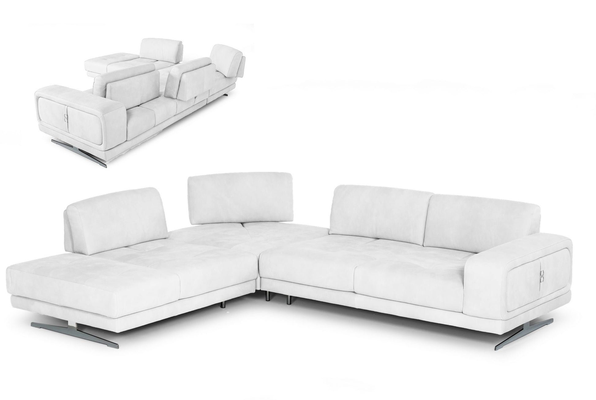 Coronelli Collezioni Mood - Contemporary White Leather 100" Left Facing Sectional Sofa-2