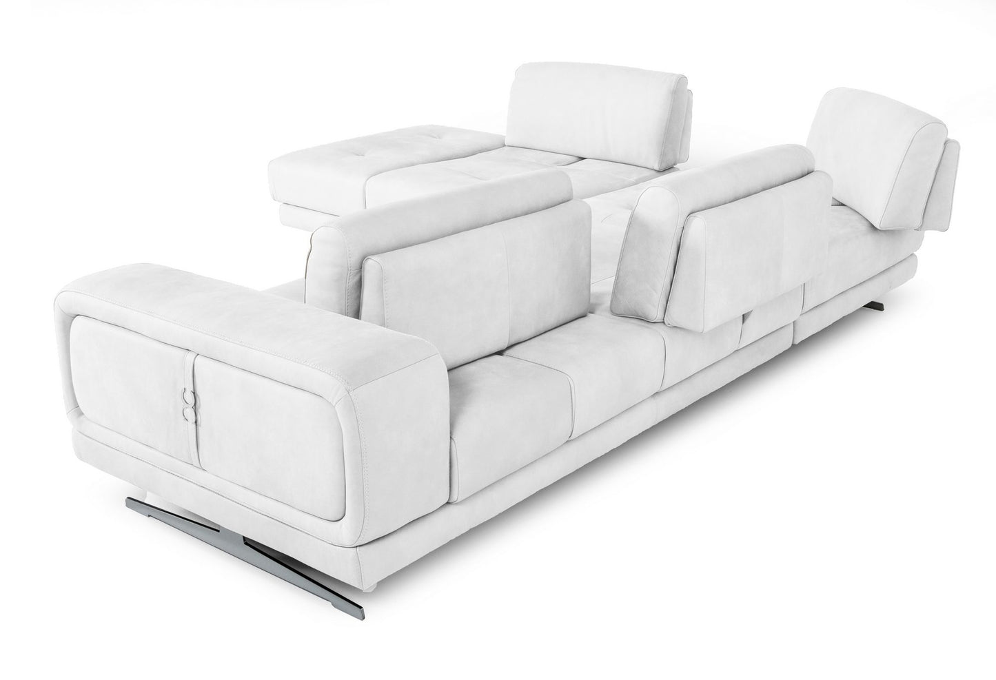 Coronelli Collezioni Mood - Contemporary White Leather 100" Left Facing Sectional Sofa-4