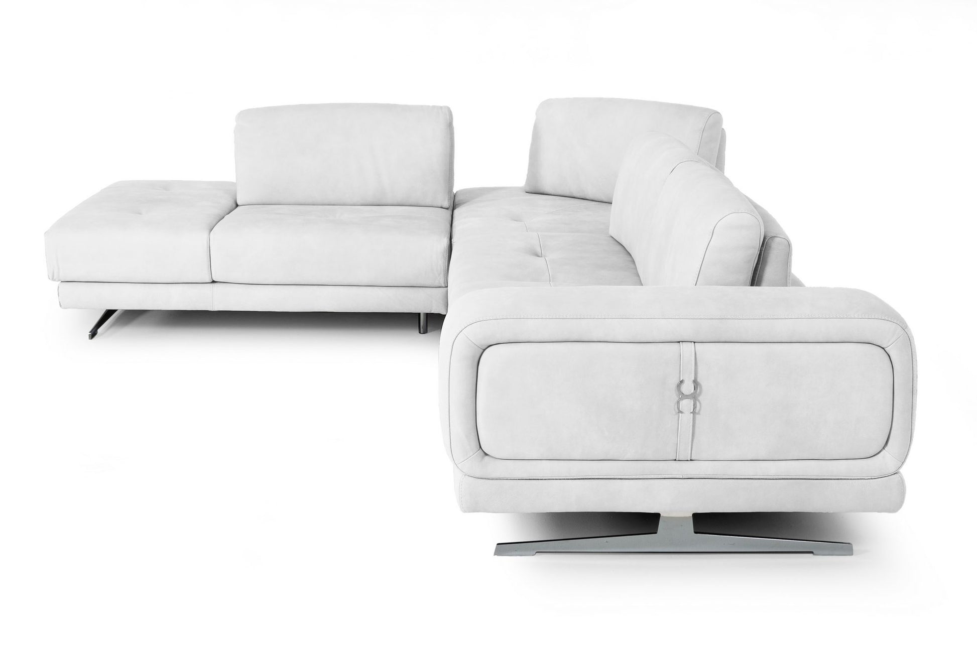 Coronelli Collezioni Mood - Contemporary White Leather 100" Left Facing Sectional Sofa-5