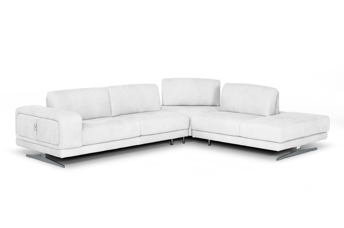 Coronelli Collezioni Mood - Contemporary White Leather 100" Right Facing Sectional Sofa-3
