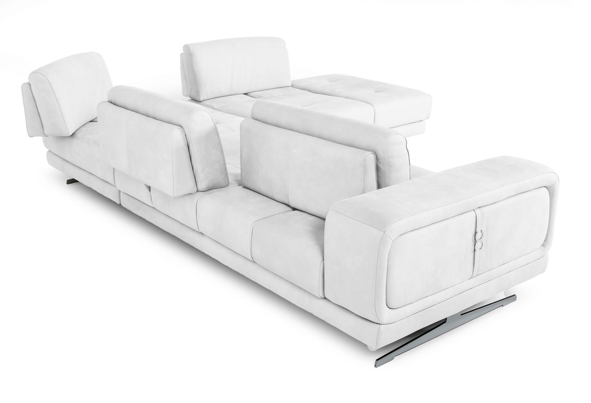 Coronelli Collezioni Mood - Contemporary White Leather 100" Right Facing Sectional Sofa-4