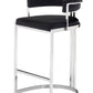 Modrest Munith - Modern Black Velvet & Stainless Steel Bar Chair | Modishstore | Bar Stools