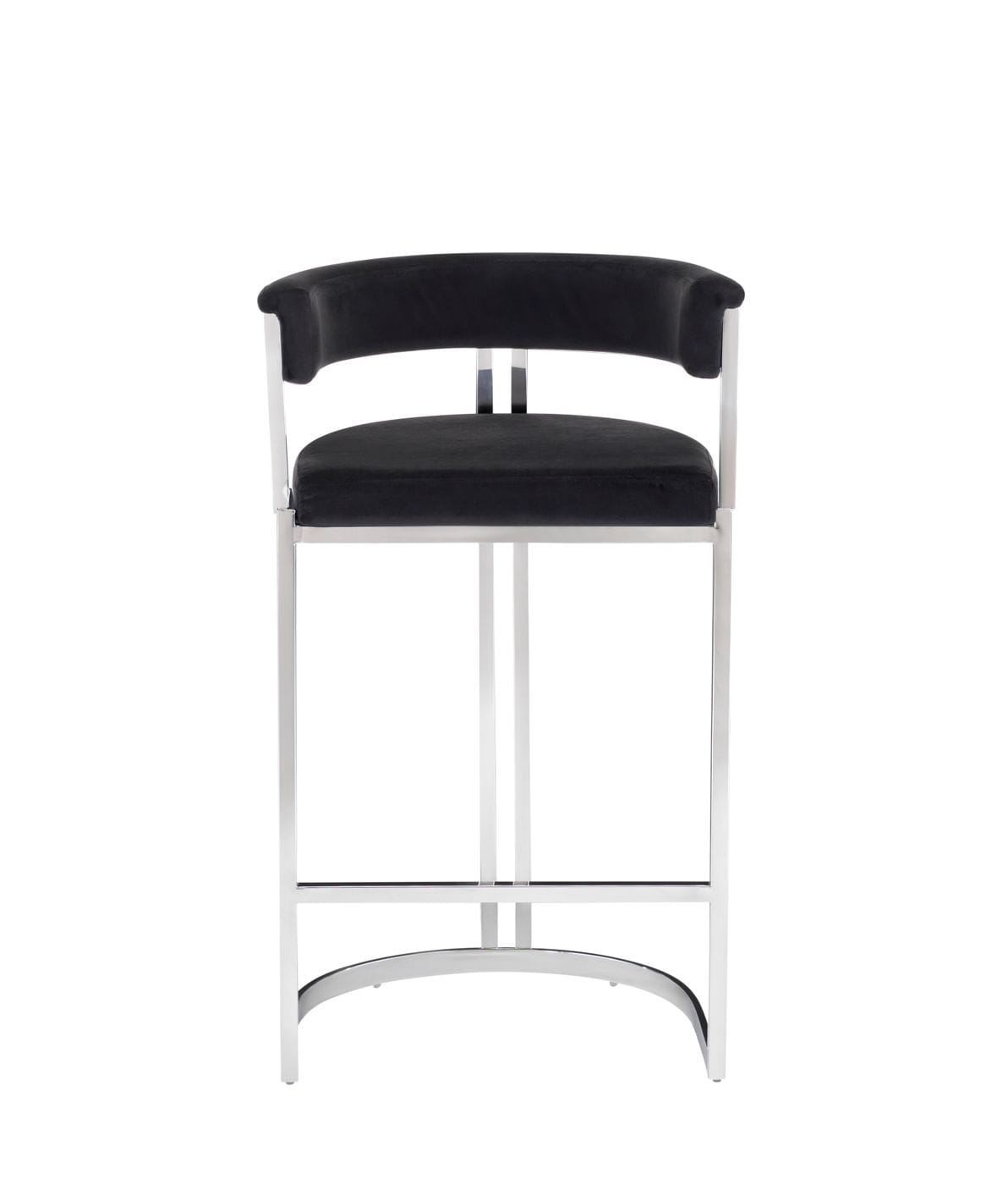 Modrest Munith - Modern Black Velvet & Stainless Steel Bar Chair-2