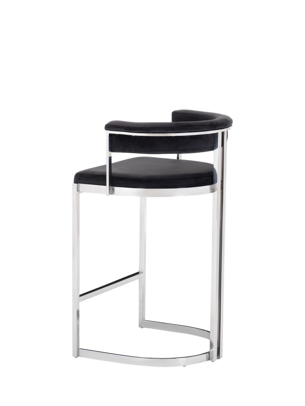 Modrest Munith - Modern Black Velvet & Stainless Steel Bar Chair-3