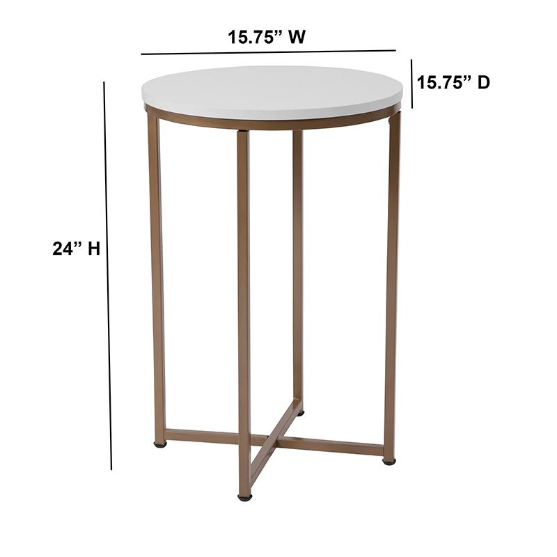 Hampstead Collection White End Table With Matte Gold Frame By Flash Furniture | End Tables | Modishstore - 2