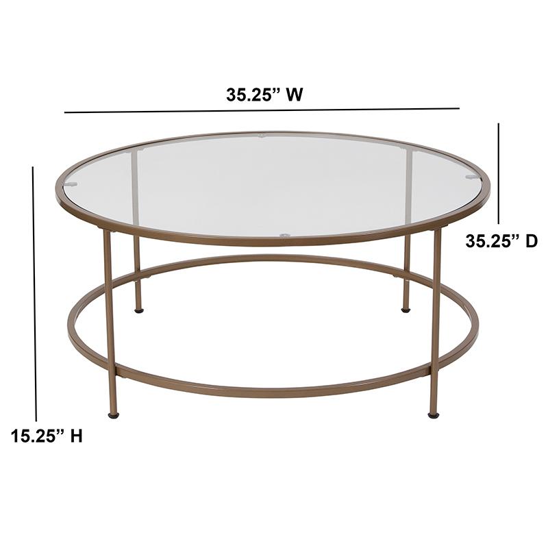Astoria Collection Glass Coffee Table With Matte Gold Frame By Flash Furniture | Coffee Tables | Modishstore - 2