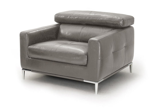 Divani Casa Natalia - Modern Dark Grey Leather Chair | Modishstore | Lounge Chairs